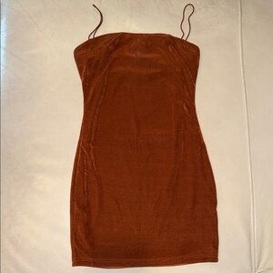 Elegant Brown Spaghetti Strap Dress